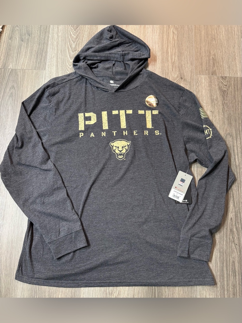 Pittsburgh Pitt Panthers Colosseum Athletics OHT Hooded Gray LS Shirt Mens 2XL
